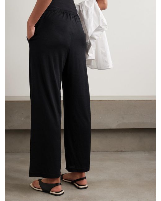 Totême  Black Silk And Organic Cotton-Blend Jersey Pants