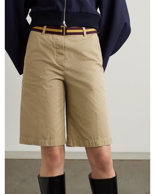 Dries Van Noten Natural Shorts Aus Baumwoll-Twill Mit Gürtel