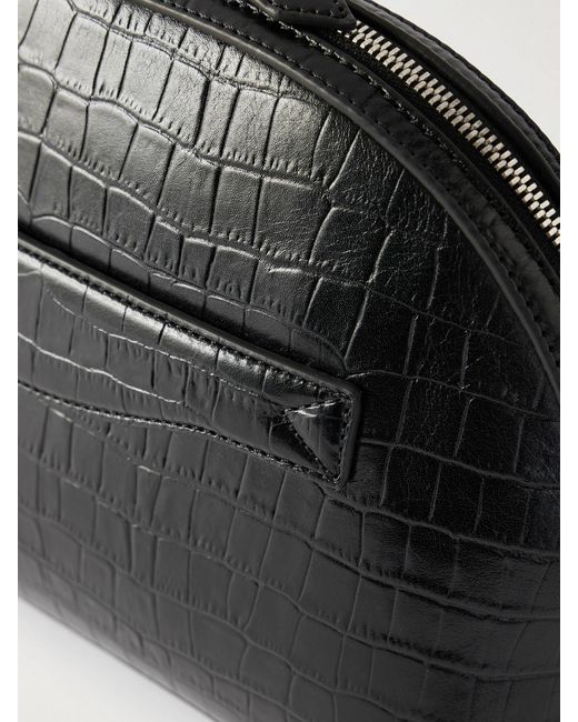 A.Emery Black Halloran Croc-Effect Leather Clutch