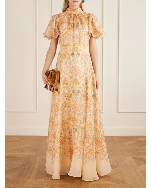 Zimmermann Natural Valiant Bubble Linen And Silk-Blend Blouse