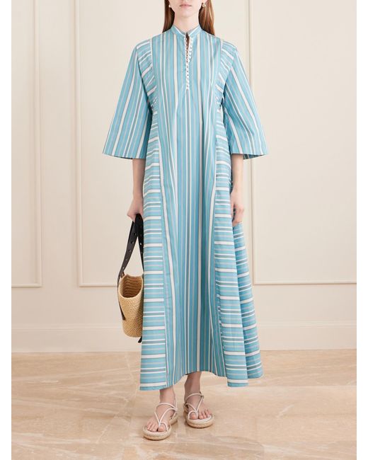Thierry Colson Blue Rachel Striped Cotton-Poplin Kaftan