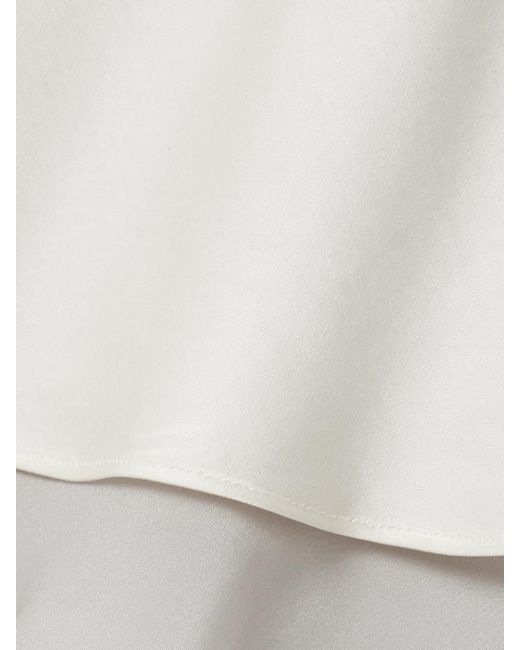 Kallmeyer White Nola Silk Chiffon-Trimmed Satin Midi Skirt