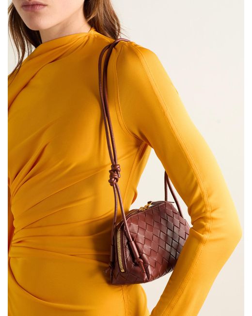 Bottega Veneta Red Concert Pouch Intrecciato Leather Shoulder Bag