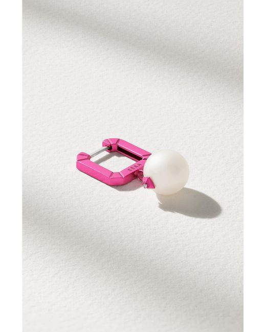 Boucle D'oreille Unique En Or Blanc 18 Carats (750/1000), Diamant Et Perle Eera en coloris Pink