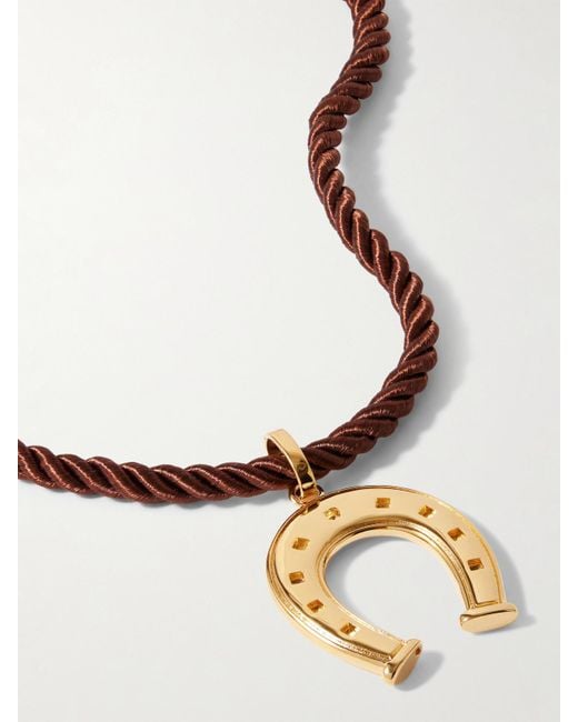 Joolz by Martha Calvo Brown Wish Me Luck-Plated And Silk Cord Necklace