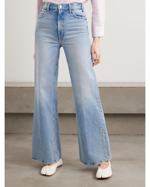 Mother Blue The Hustler Roller Sneak High-Rise Wide-Leg Jeans