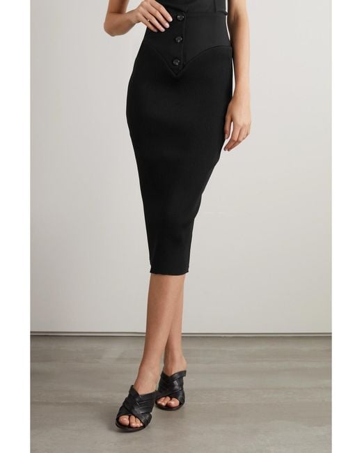 Renaissance Renaissance Black Jersey And Twill Midi Skirt