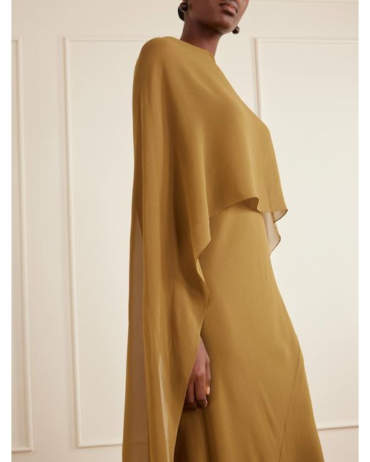 Cortana Natural Galea One-Shoulder Silk-Chiffon Maxi Dress