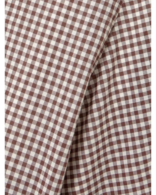 Posse Brown Callie Midikleid Aus Baumwoll-Voile Mit Gingham-Karomuster Und Falten