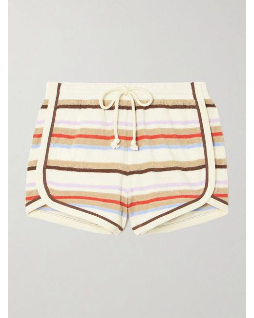 Veronica Beard Natural Mulberry Striped Cotton-Blend Terry Shorts