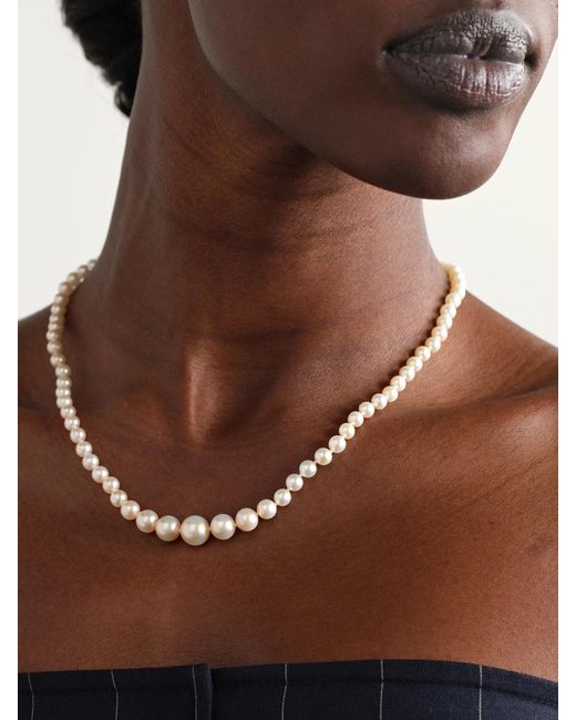 Mizuki Natural 14-Karat, Silk And Pearl Necklace