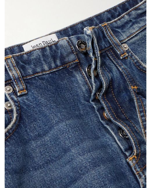 Jean Paul Gaultier Blue Hoch Sitzende Jeans Mit Weitem Bein Und Riemen