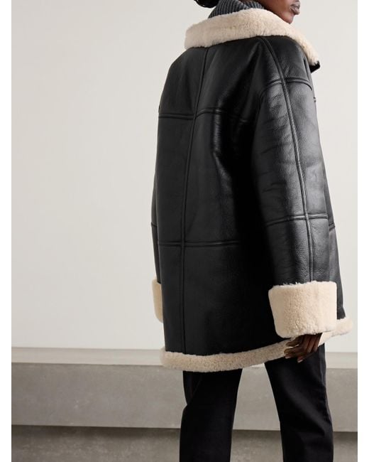 Veste En Peau Lainée Bicolore Totême  en coloris Black