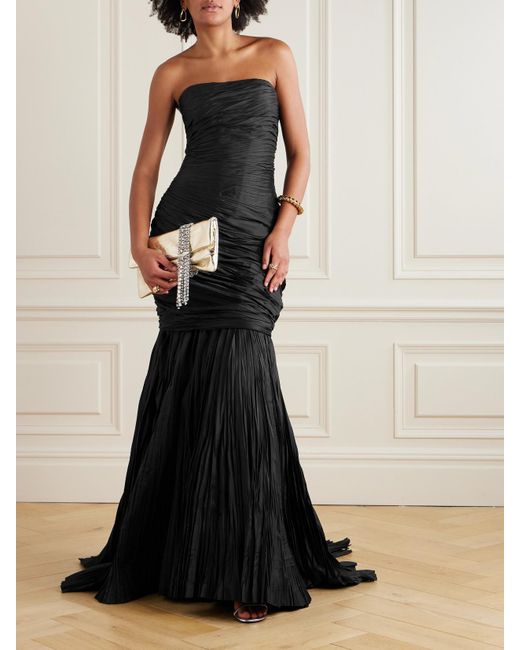 Robe Du Soir Bustier Froncée En Taffetas Marmar Halim en coloris Black