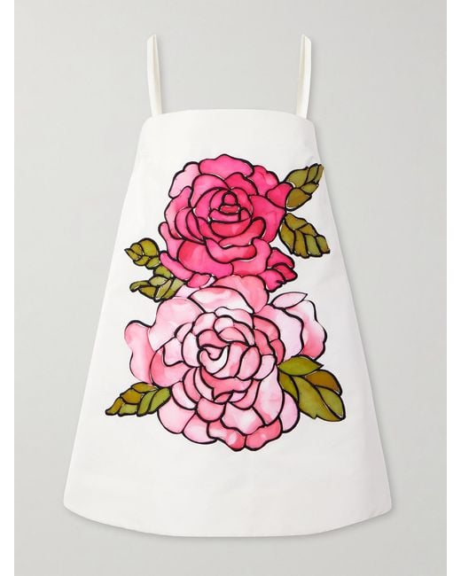 Oscar de la Renta Pink Embellished Faille Mini Dress