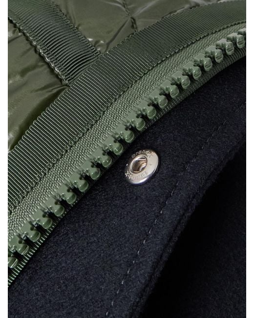 Sacai Black Jacke Aus Wolle Und Gestepptem Shell Mit Kapuze