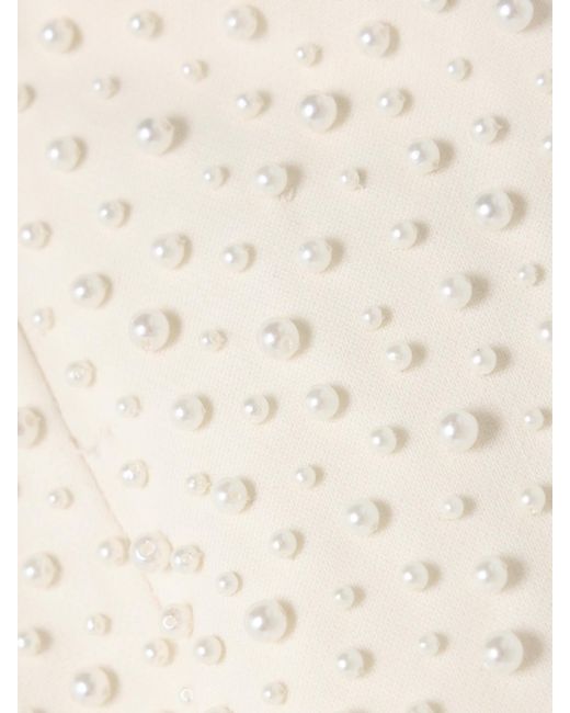 Carolina Herrera Natural Embellished Wool-Blend Crepe Mini Skirt