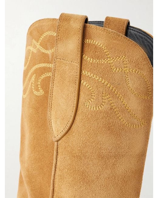 Nili Lotan Brown Towns Embroidered Suede Knee Boots