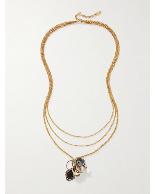 Chloé White And-Tone, Crystal And Faux Pearl Necklace