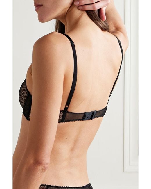Kiki de Montparnasse Black Crocheted Lace And Mesh Underwired Soft-Cup Bra