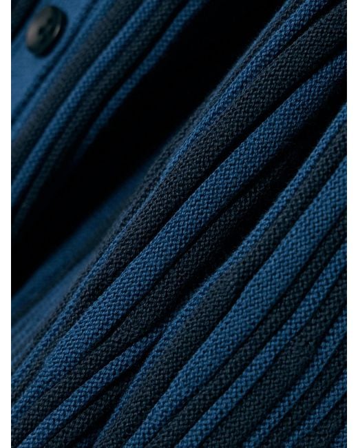 Donde Esteban Blue Magdalena Cropped Ribbed Cotton Cardigan