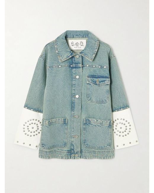 Sea NY/Liam デニム ジャケット Sea Liam Studded Two-Tone Denim Jacket in Blue | Lyst