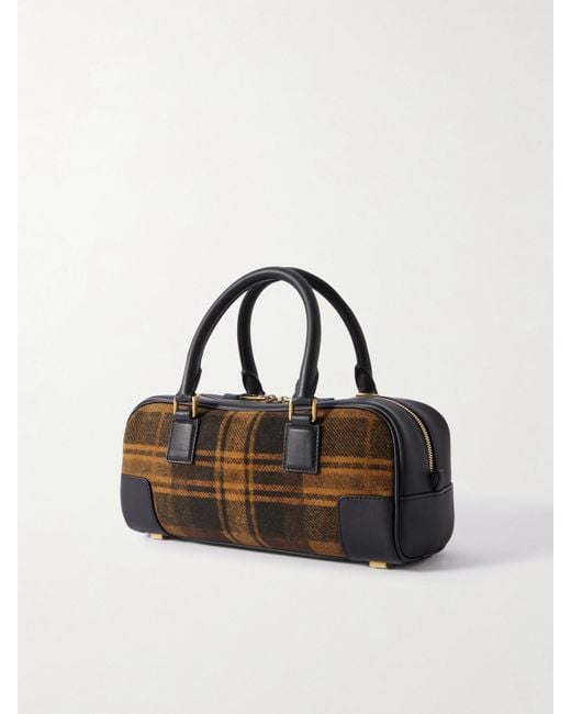 Sac Porté Épaule En Daim À Carreaux Et À Finitions En Cuir Amazona 23 Loewe en coloris Brown