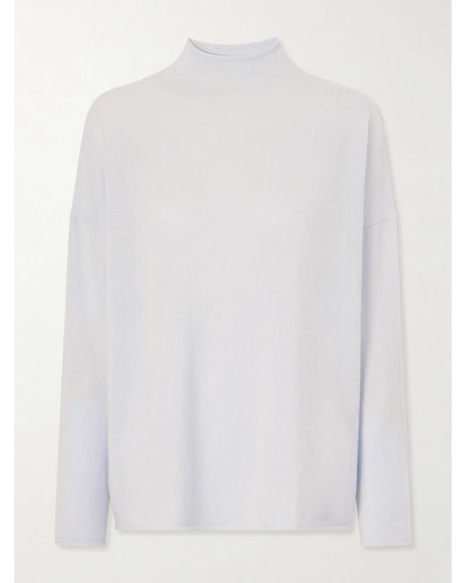 Allude White Cashmere Turtleneck Sweater