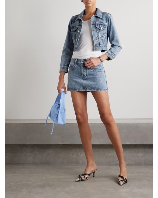 Alexander Wang Blue Crystal-Embellished Denim Mini Skirt