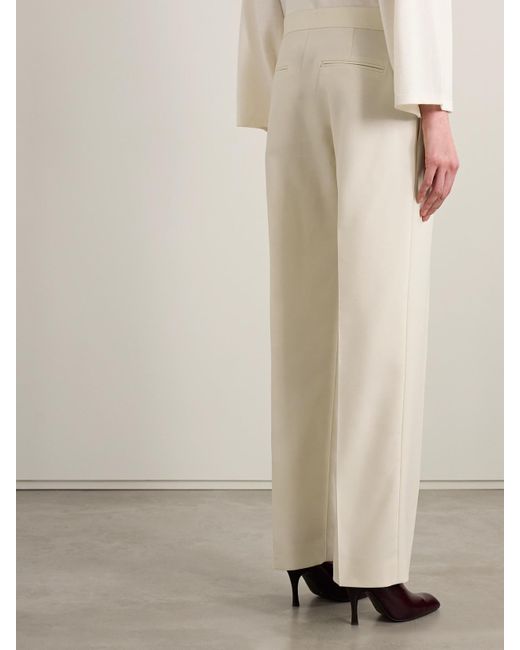 Khaite Natural Callen Wool And Silk-Blend Crepe Straight-Leg Pants