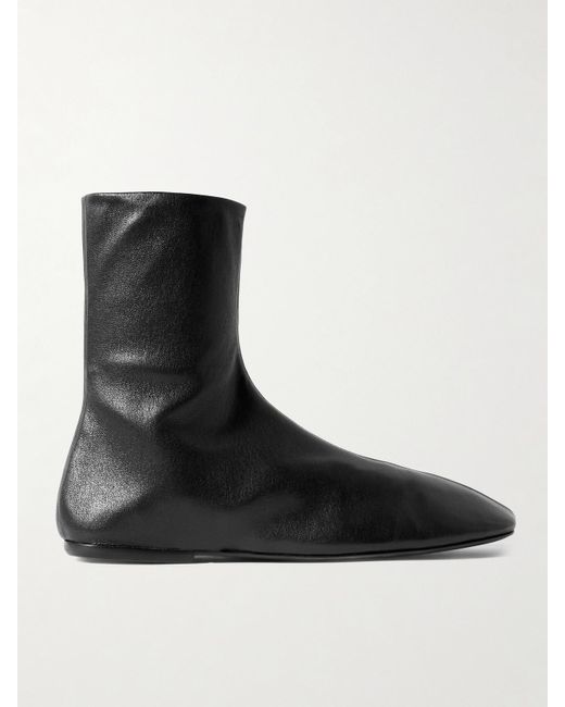 Dries Van Noten Black Leather Ankle Boots
