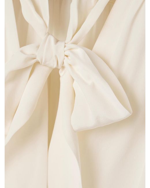 Nili Lotan Natural Colt Pussy-Bow Silk Crepe De Chine Blouse