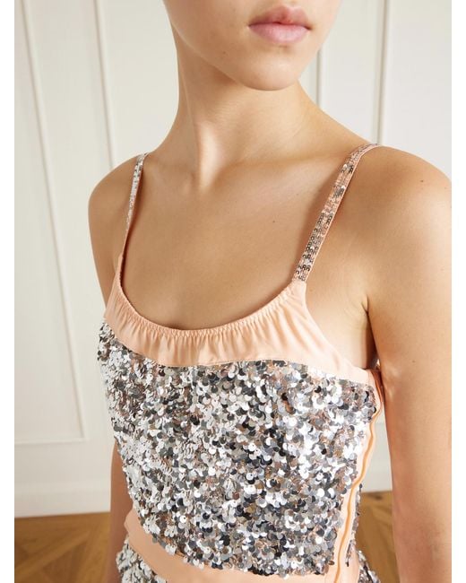 Rabanne White Sequined Chiffon Maxi Dress