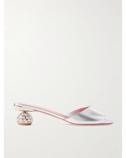 Roger Vivier Natural Mules Aus Metallic-Leder Mit Verzierungen