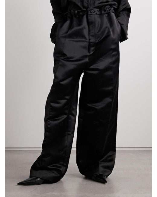 Balenciaga Black Hose Mit Weitem Bein Aus Satin Aus Einer Baumwollmischung