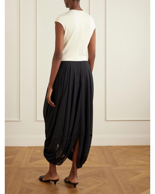 Totême Black Cocoon Draped Lyocell And Organic Cotton-Blend Maxi Skirt