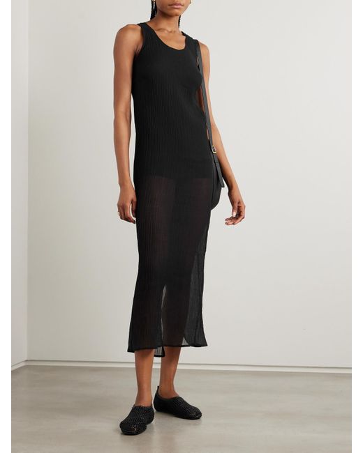 Totême  Black Midikleid Aus Krepon Aus Einer Baumwoll-Seidenmischung