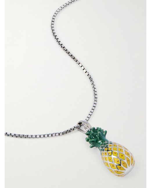Saint Laurent White Pineapple-Tone And Enamel Necklace