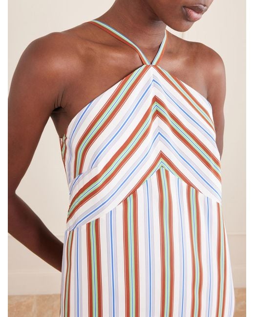 Rosie Assoulin White Call Me Maybe Striped Poplin Maxi Dress