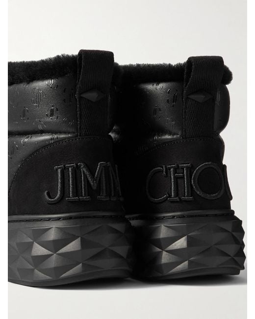 Bottines En Cuir Matelassé À Logo Doublées De Peau Lainée Xan Jimmy Choo en coloris Black