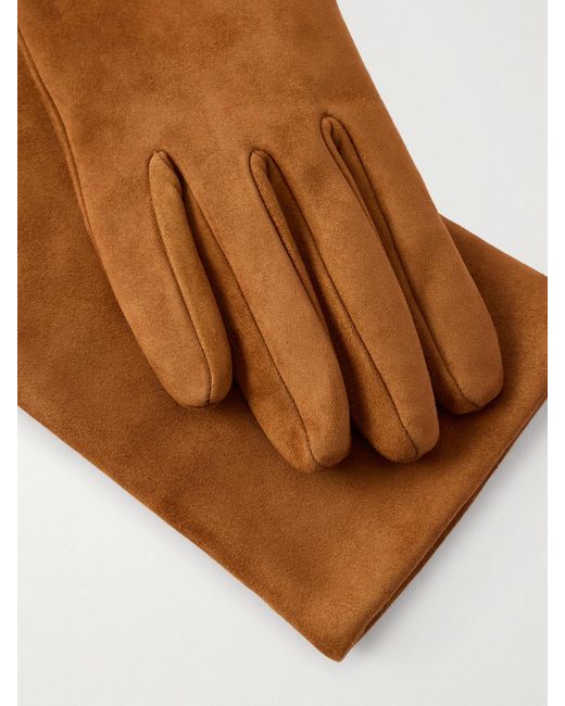 Nour Hammour Brown Suede Gloves