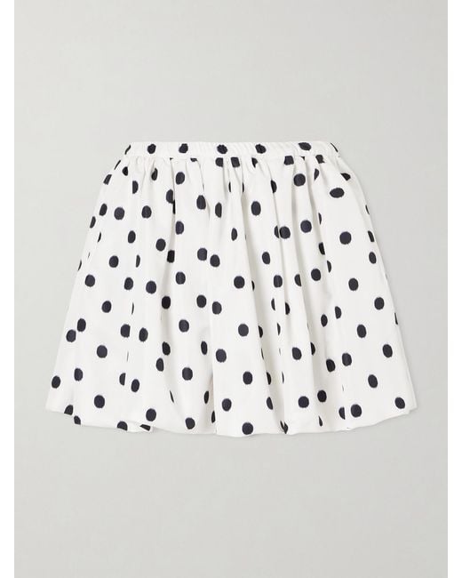 Patou Metallic Bloomer Polka-Dot Poplin Mini Skirt