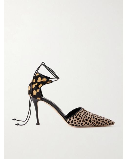 Manolo Blahnik Multicolor Gambis 90 Calf Hair Animal-Print Pumps