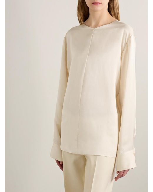 Khaite Natural Durion Open-Back Satin Top