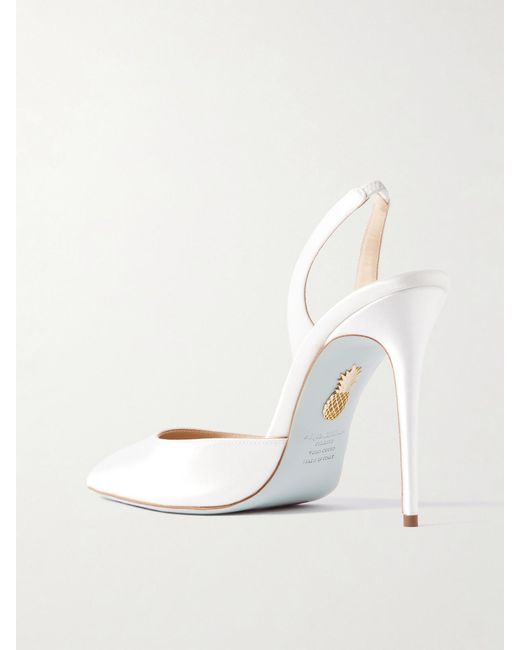 Aquazzura White So Nude 105 Satin Slingback Pumps