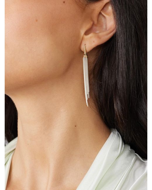 Loren Stewart White Tassel Fringed Sterling- And 14-Karat Earrings