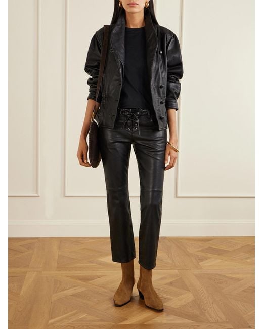 Isabel Marant Black Vanel Verkürzte Hose Mit Schmalem Bein Aus Leder Mit Schnürung