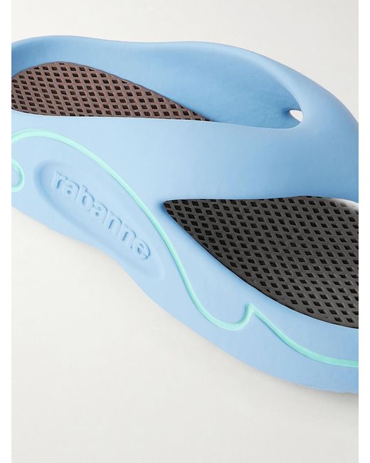 Rabanne Blue 3D Logo-Embossed Thong Sandals