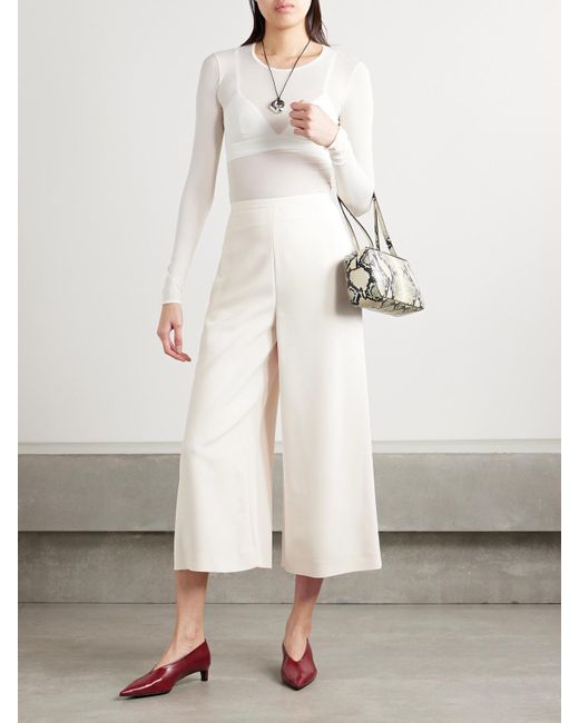 FFORME White Pat Verkürzte Hose Mit Weitem Bein Aus Crêpe