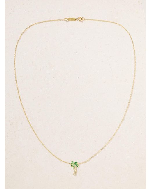 Jennifer Meyer Natural Palm Tree Kette Aus 18 Karat Mit Diamanten Und Smaragden